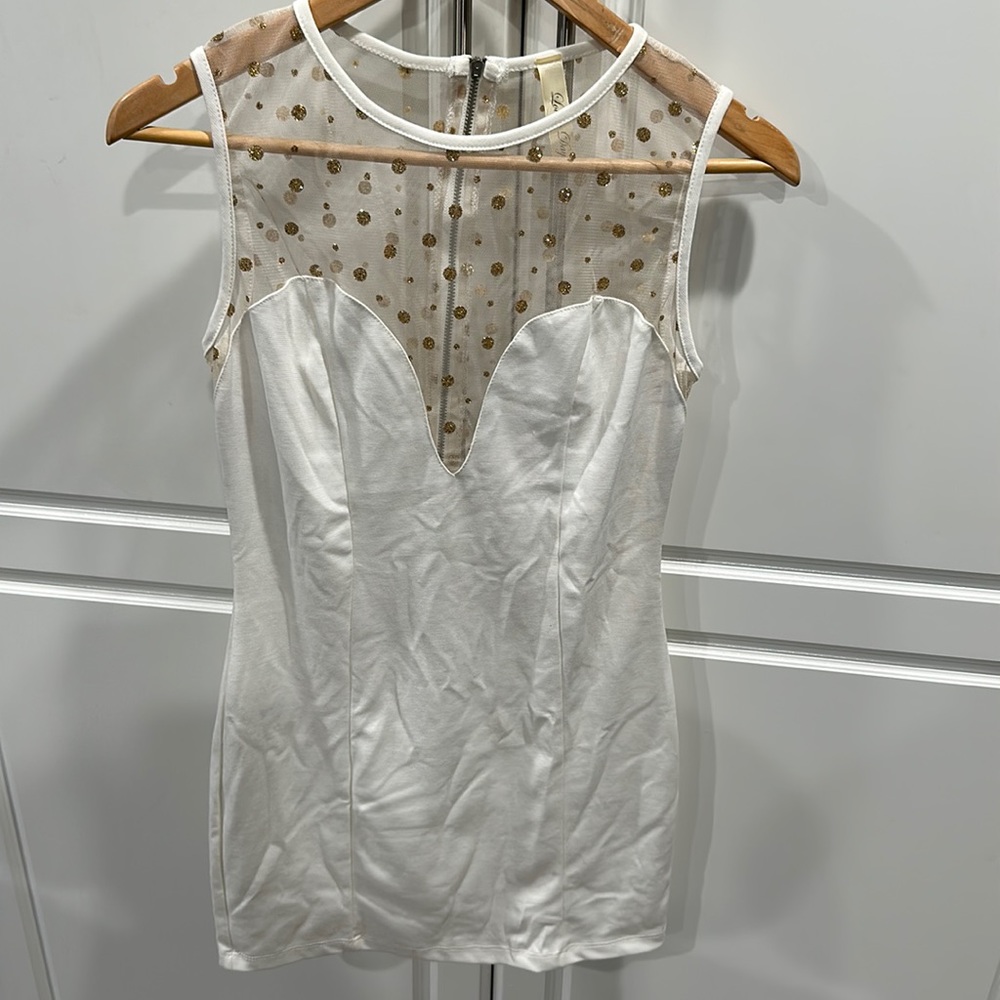 Sheer white and gold dress size M